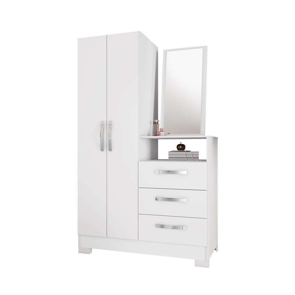 Cômoda C/ Espelho 2 Portas 3 Gavetas Branco/rosa Flex Nt5165 Notável Móveis Branco - 6