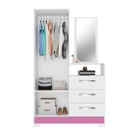 Cômoda C/ Espelho 2 Portas 3 Gavetas Branco/rosa Flex Nt5165 Notável Móveis Branco - 5