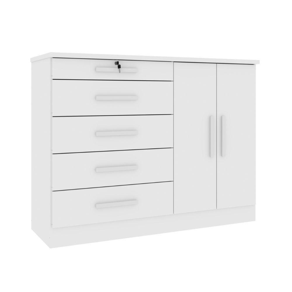 Cômoda Istambul 2 Portas 5 Gavetas Tcil Branco - 1