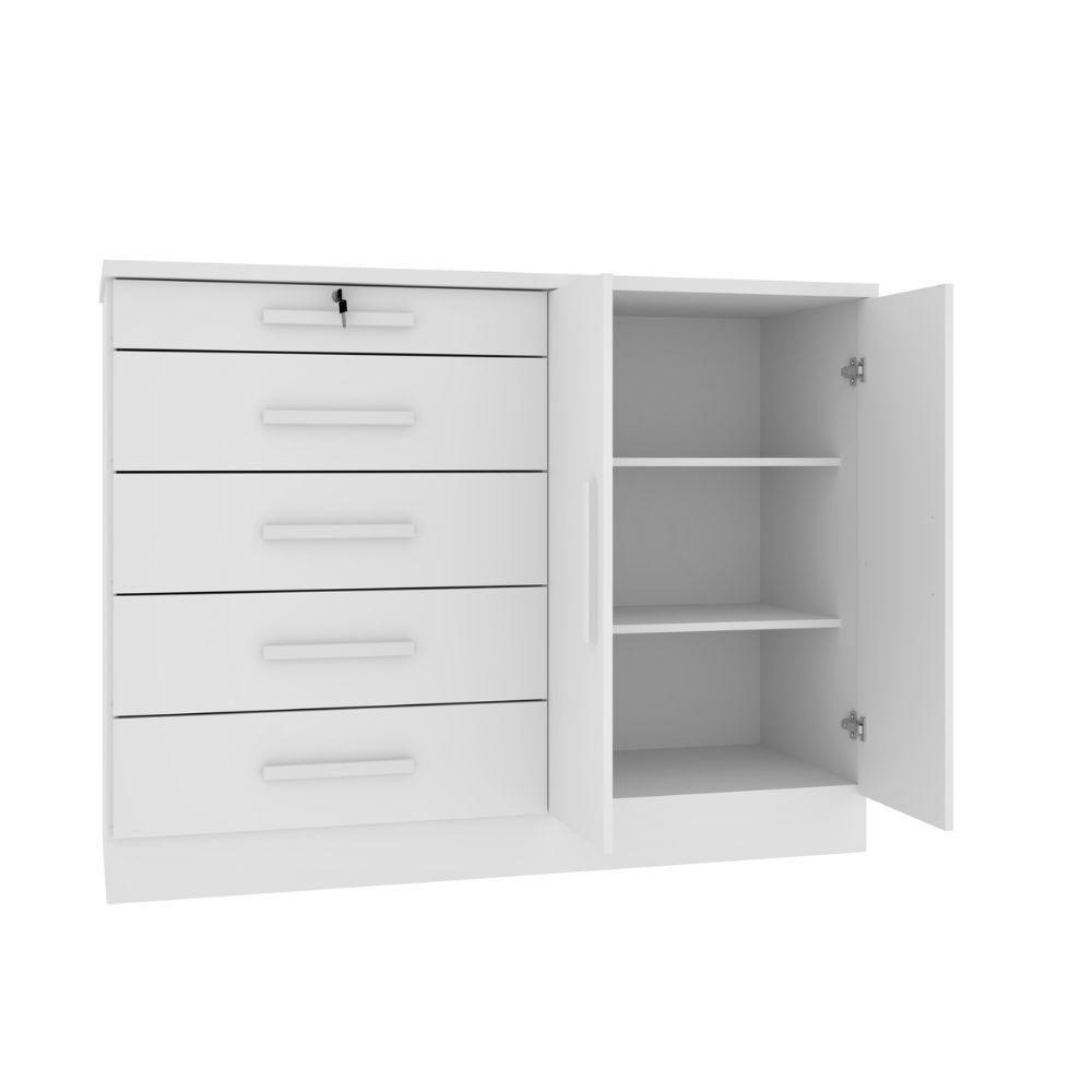 Cômoda Istambul 2 Portas 5 Gavetas Tcil Branco - 4