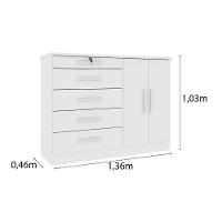 Cômoda Istambul 2 Portas 5 Gavetas Tcil Branco - 5