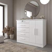 Cômoda Istambul 2 Portas 5 Gavetas Tcil Branco - 6