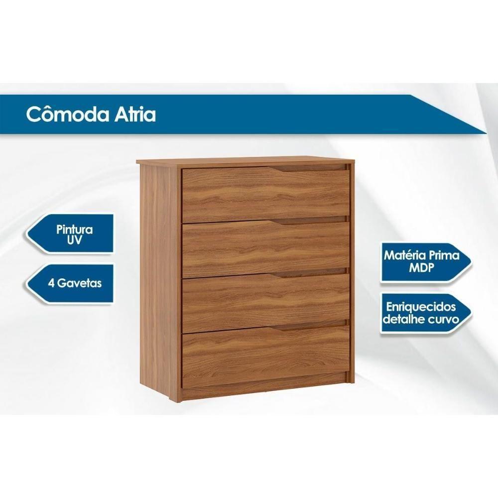 Cômoda Casal Atria 4 Gavetas Amêndola Touch - Demóbile - 4