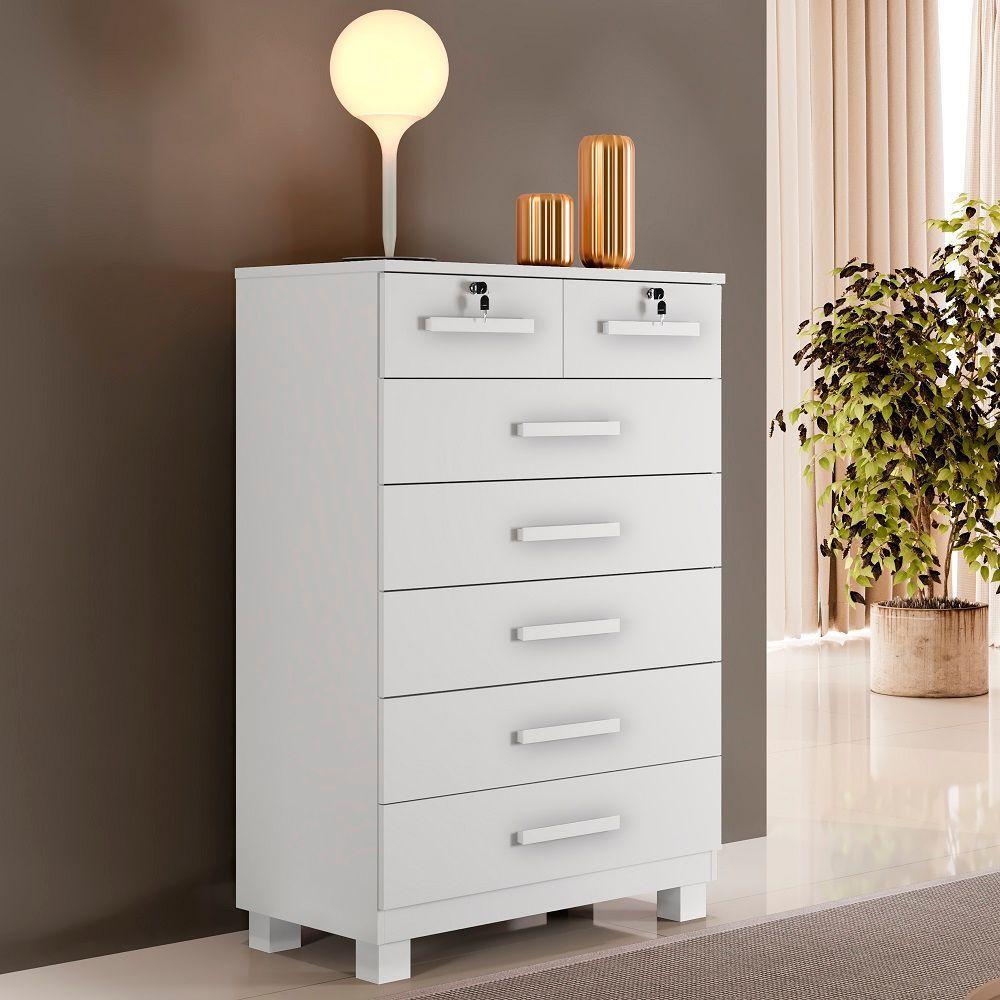 Cômoda New Barcelona 7 Gavetas Benetil Branco. - 3