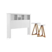 Jogo De Cabeceira Com Mezanino Lateral Cambridge Branco - 1