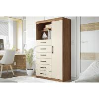 Cômoda Infantil Marabá 1.6 c/ 1 Porta 2 Nichos e 6 Gavetas jatoba/Areia - Santos Andirá - 1