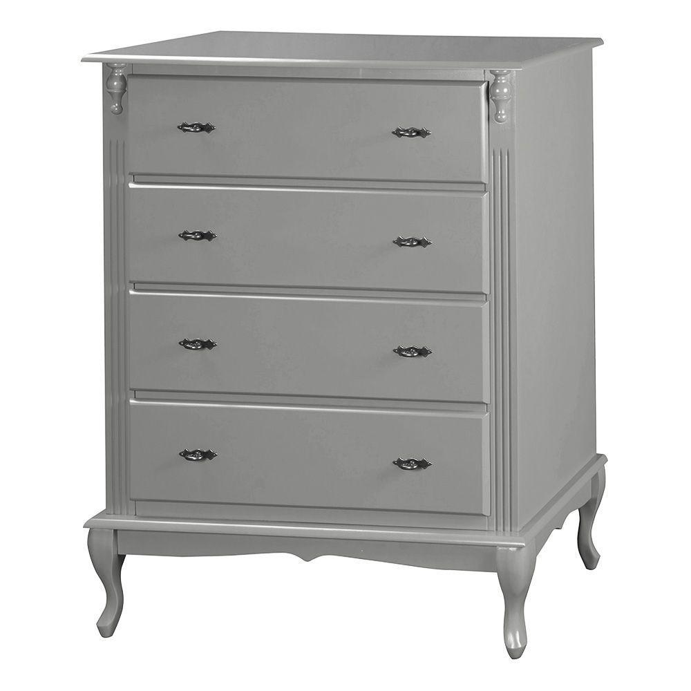 Cômoda Luiz Xv 4 Gavetas 1030 Laca Cinza - 1