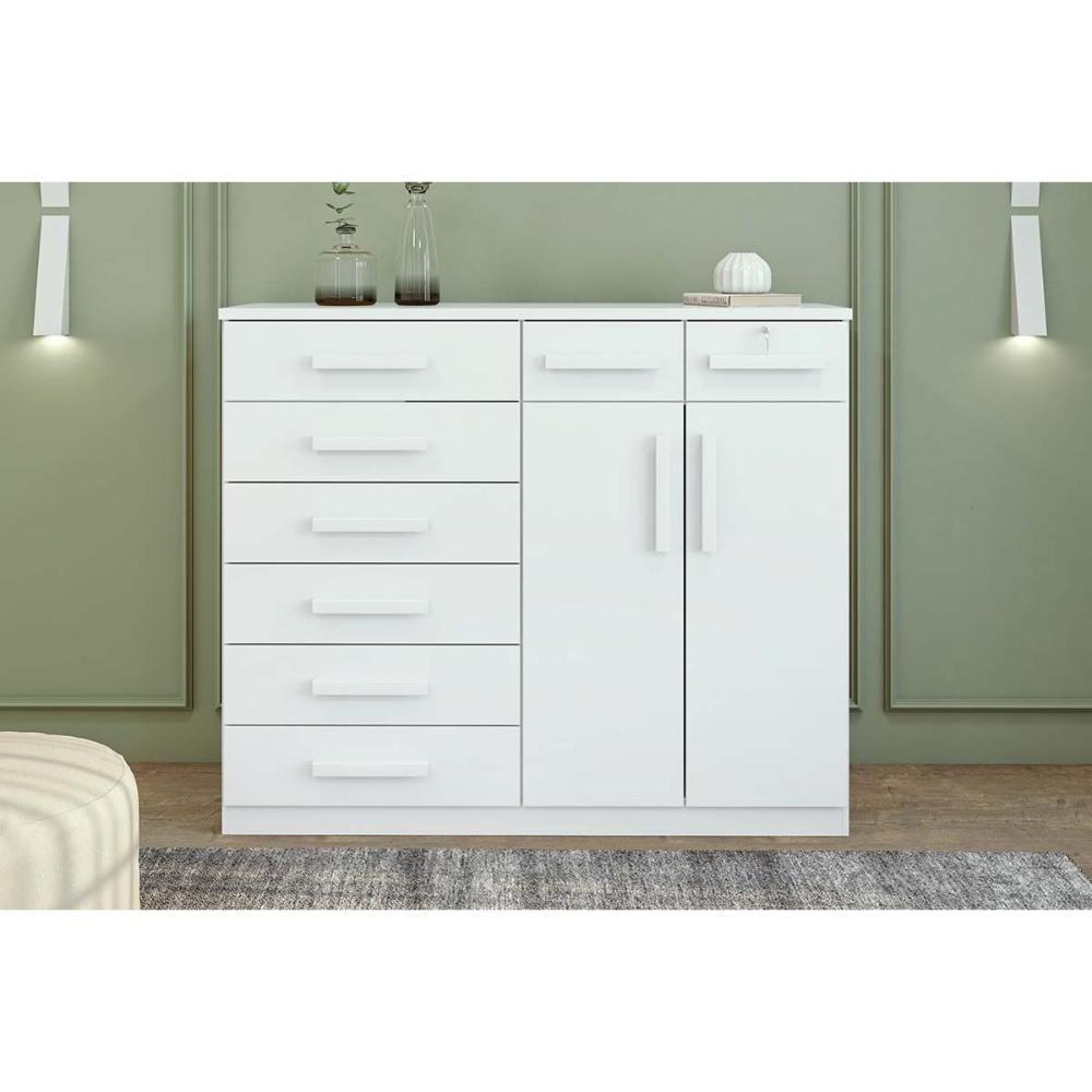 Cômoda de Quarto Toronto New c/ 2 Portas e 8 Gavetas Branco - Lopas - 1