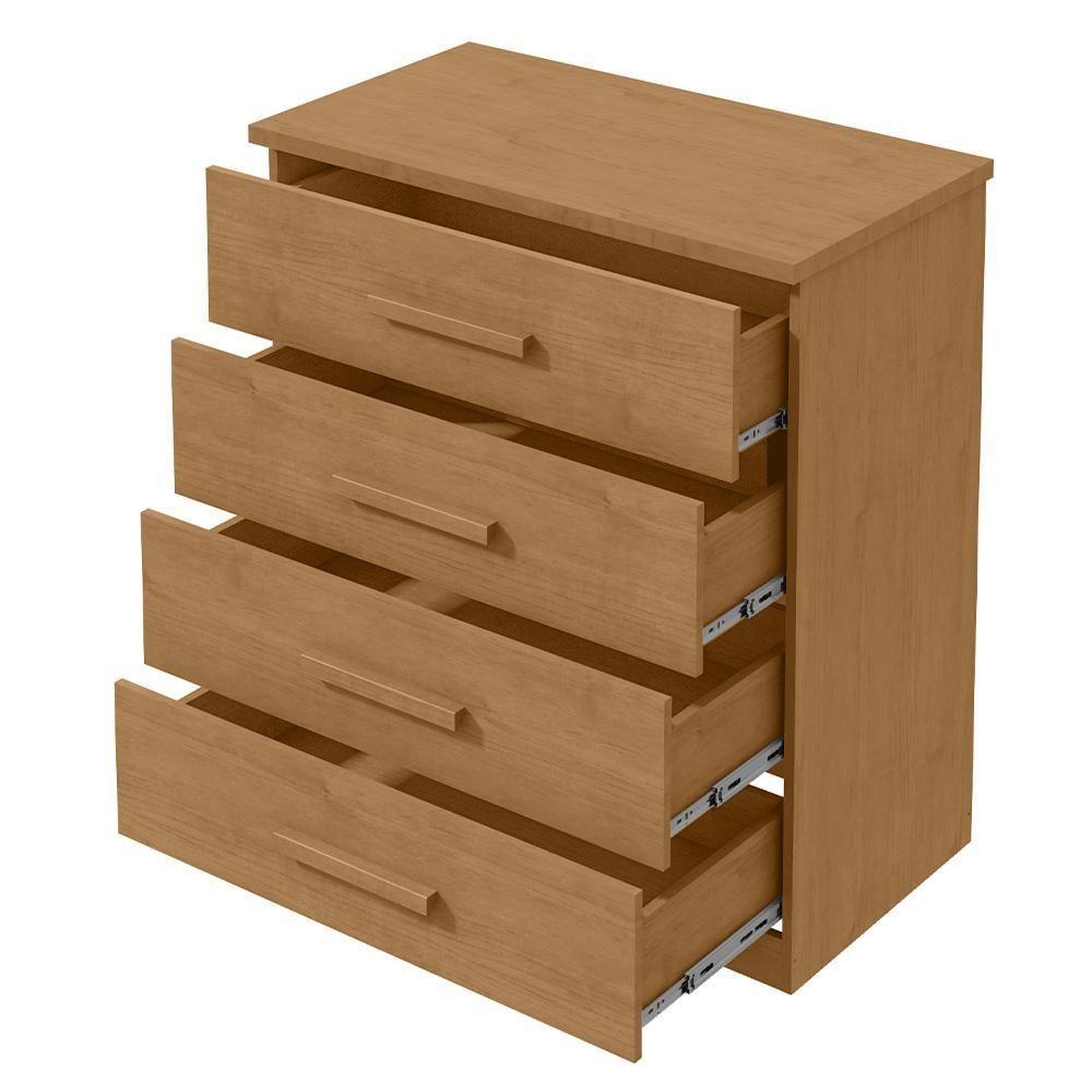 Cômoda De Madeira Com 4 Gavetas Amêndoa Baião Lopas Amêndoa - 5