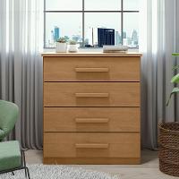 Cômoda De Madeira Com 4 Gavetas Amêndoa Baião Lopas Amêndoa - 6