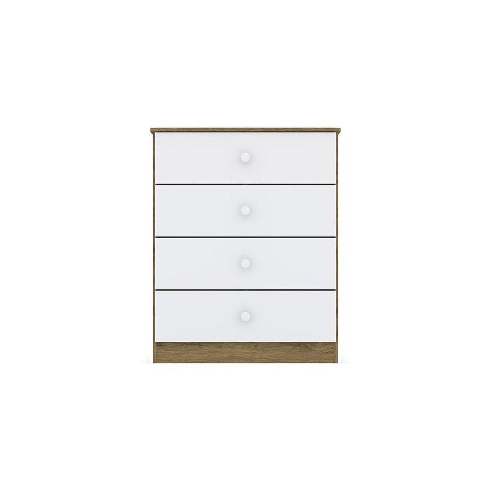 Cômoda Infantil 04 Gavetas Labirinto Henn Rústico Com Branco - 6