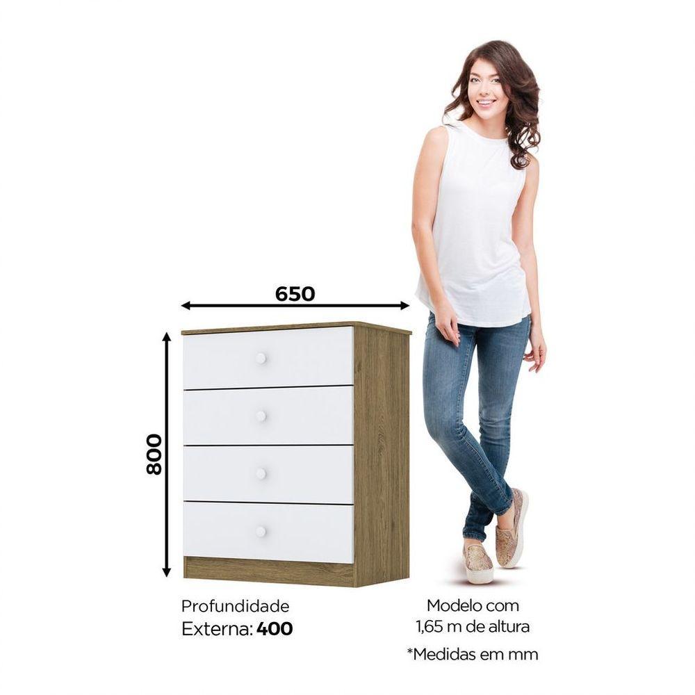 Cômoda Infantil 04 Gavetas Labirinto Henn Rústico Com Branco - 7