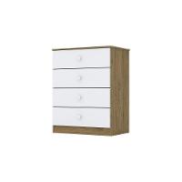 Cômoda Infantil 04 Gavetas Labirinto Henn Rústico Com Branco - 1