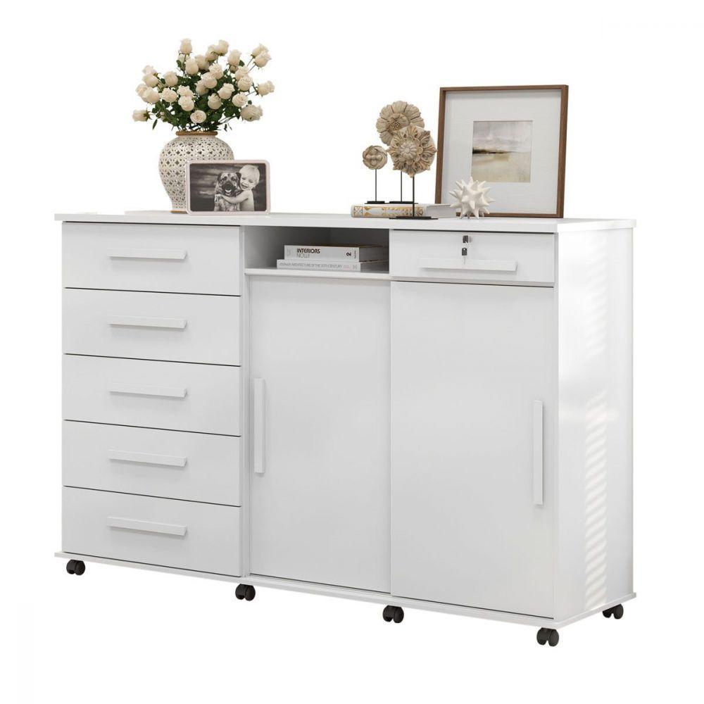 Cômoda Max Branco 02 Portas Correr 06 Gavetas Lukaliam - 3