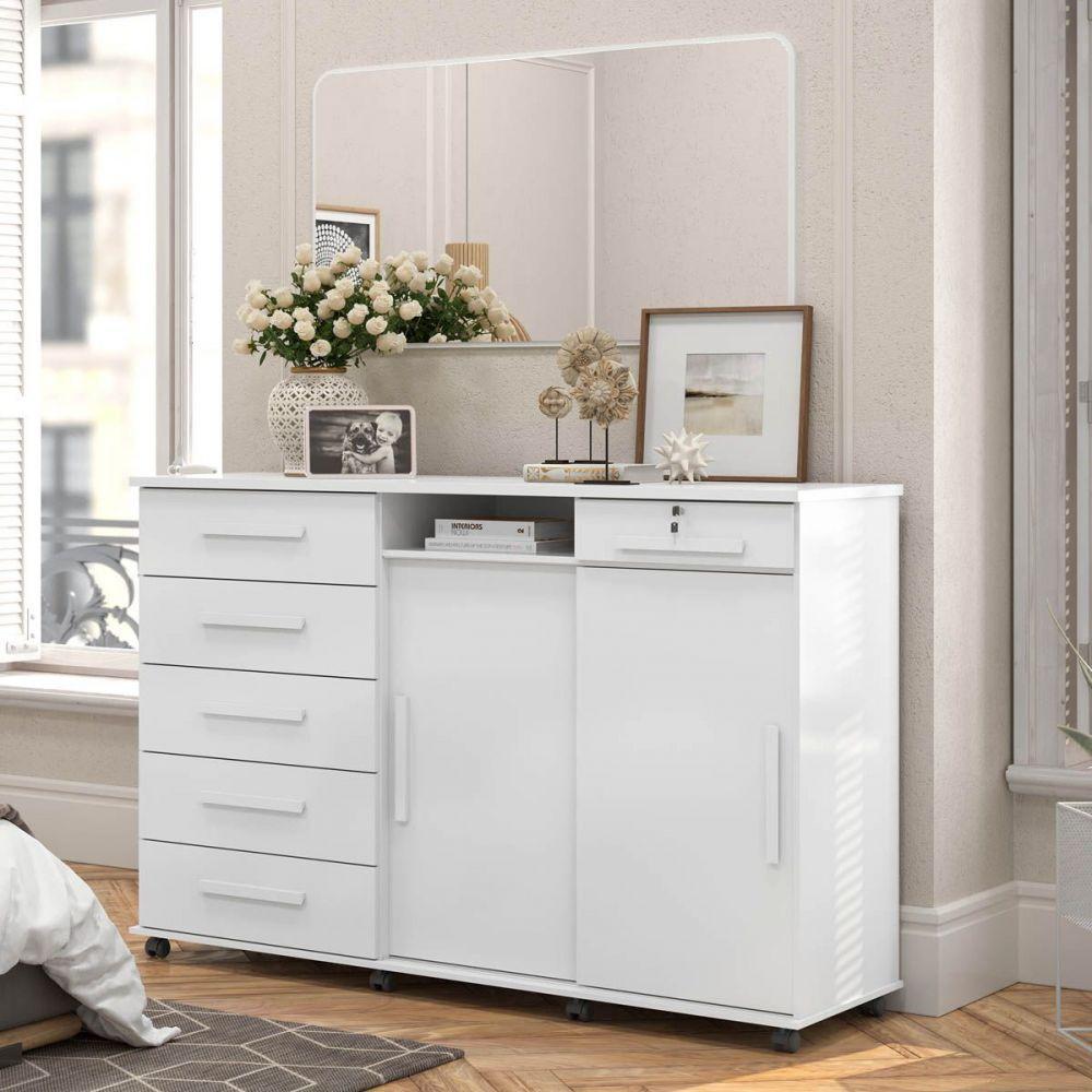 Cômoda Max Branco 02 Portas Correr 06 Gavetas Lukaliam - 4