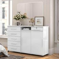 Cômoda Max Branco 02 Portas Correr 06 Gavetas Lukaliam - 4