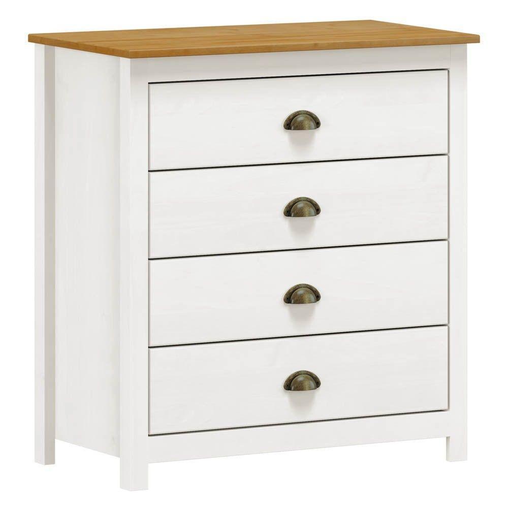 Cômoda Para Quarto 4 Gavetas Estilo Americano 80cm Lázio F07 Branco/carvalho - Mpozenato - 1