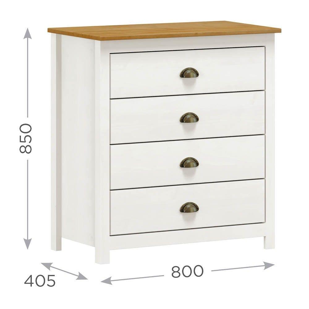 Cômoda Para Quarto 4 Gavetas Estilo Americano 80cm Lázio F07 Branco/carvalho - Mpozenato - 2