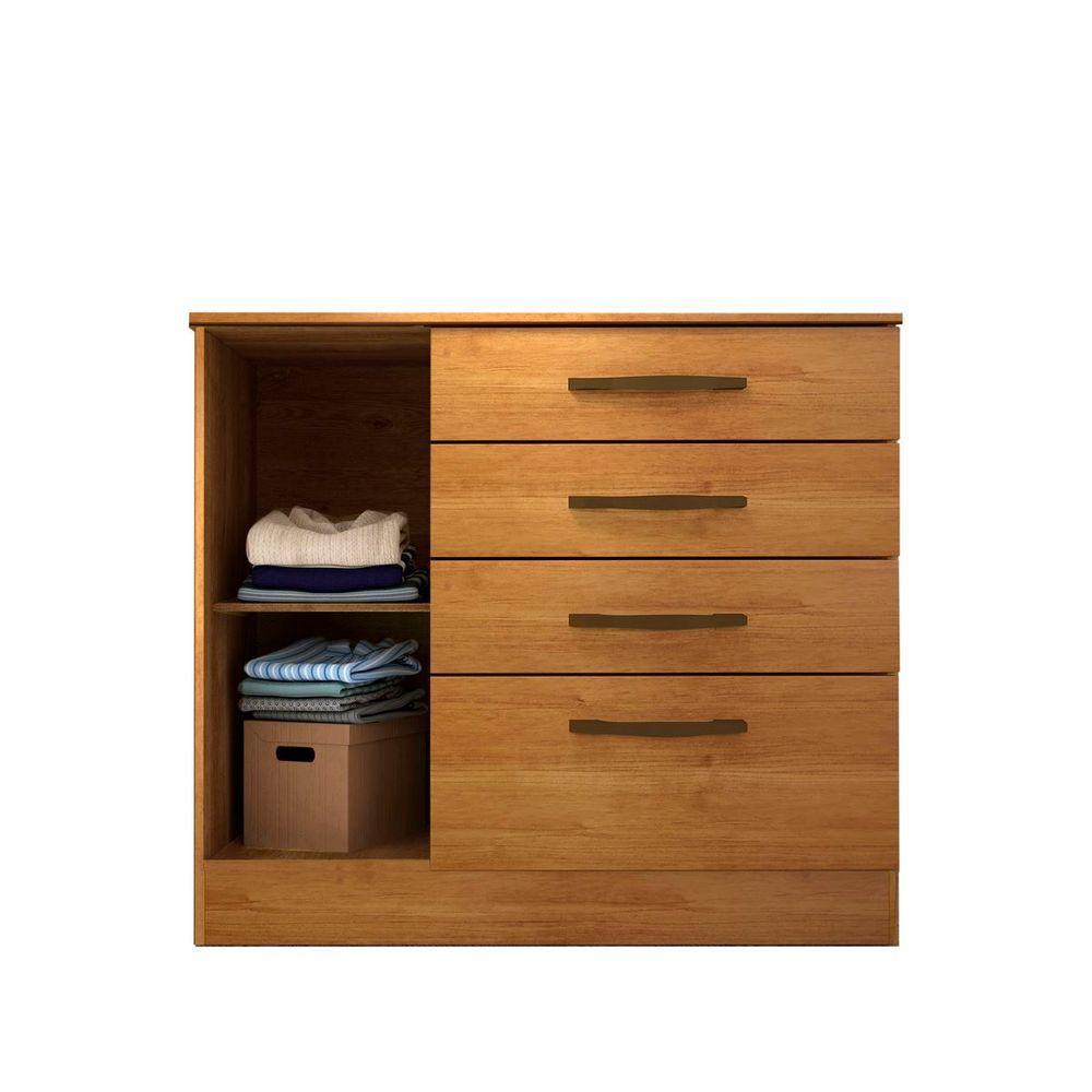 Cômoda Chicago 4 Gavetas 1 Portas Com Pés cinamomo - 3