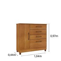 Cômoda Chicago 4 Gavetas 1 Portas Com Pés cinamomo - 2