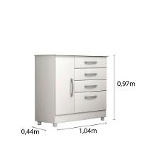 Cômoda Chicago 4 Gavetas 1 Portas Com Pés branco - 2