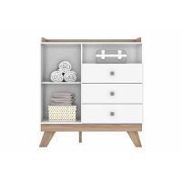 Cômoda Infantil Confete c/ 1 Porta e 3 Gavetas Branco/Jequitiba - Henn - 2