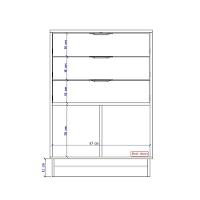 Cômoda 3 Gavetas 2 Portas 1112 Carraro - Noce Noce