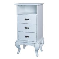 Mesa de Cabeceira Estreita Com 3 Gavetas e Nicho Branca - 1