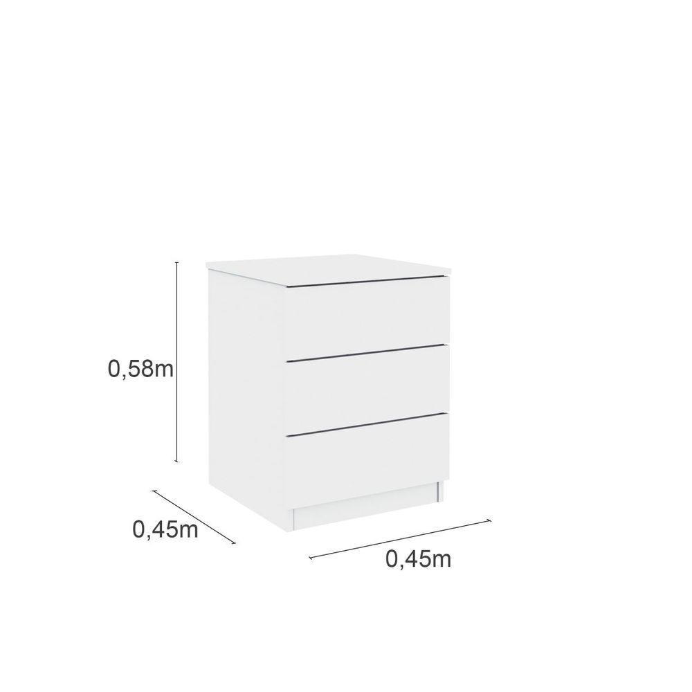Mesa De Cabeceira 3 Gavetas Veronna Tcil Móveis Cor:neve - 2