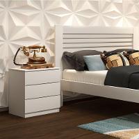 Mesa De Cabeceira 3 Gavetas Veronna Tcil Móveis Cor:neve - 3