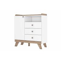 Cômoda Solteiro Confete c/ 1 Porta e 3 Gavetas Branco/Jequitiba - Henn - 3