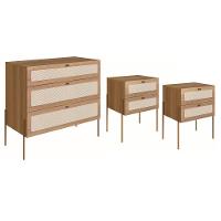 Comoda E 02 Mesas De Cabeceira Palhinha Hanover Artesano - 1