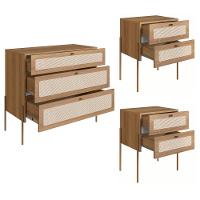 Comoda E 02 Mesas De Cabeceira Palhinha Hanover Artesano - 9