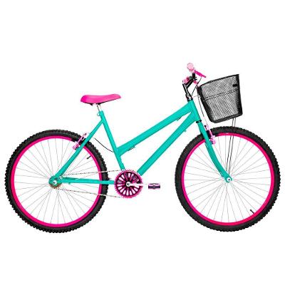Bicicleta Feminina Aro 26 Mtb Alumínio Colorido Cor Verde água E Pink