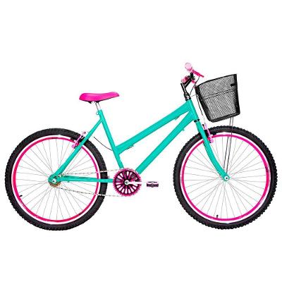 Bicicleta Feminina Aro 26 Mtb Aero Cor Verde água E Pink