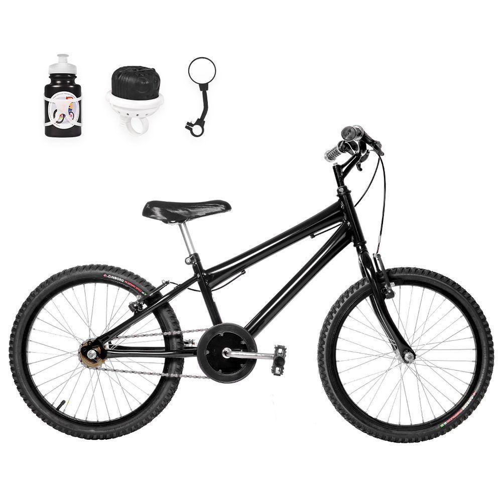 Bicicleta Infantil Masculina Aro 20+Kit Passeio Preta - 1