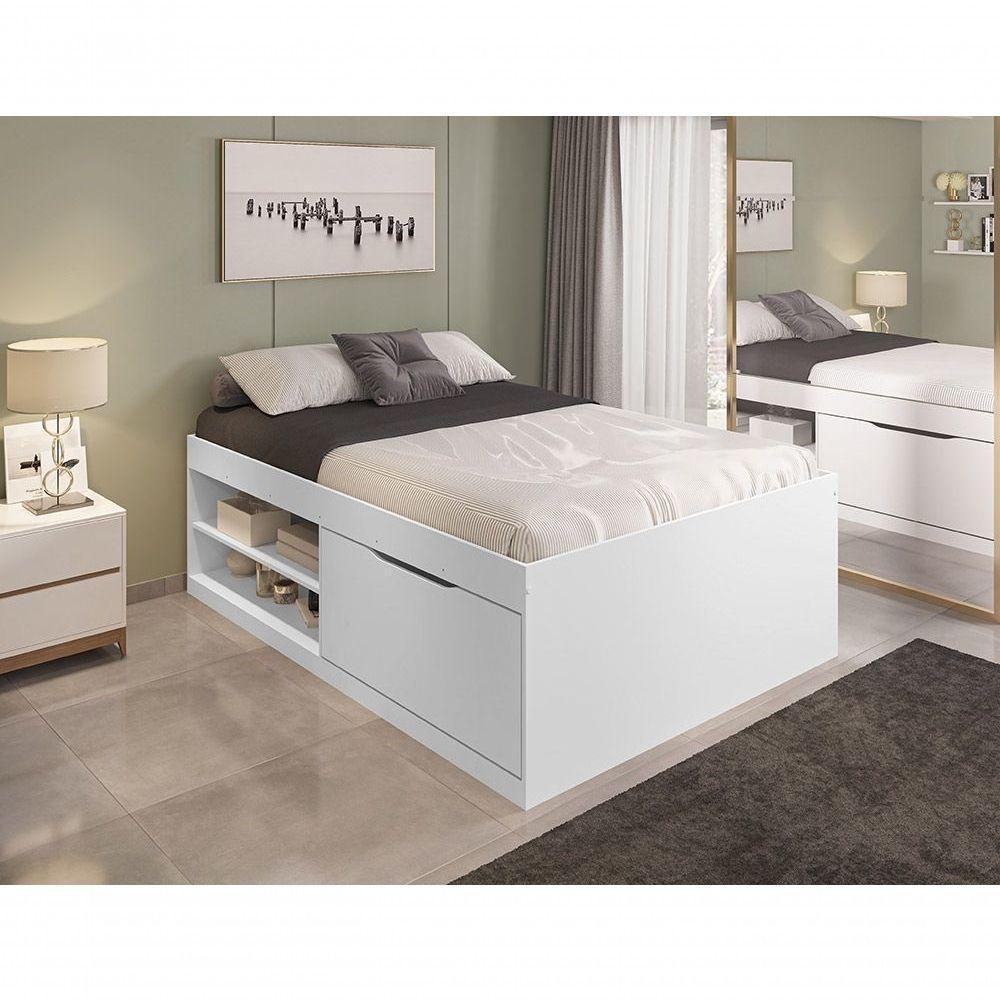 Cama Box Sapateira Vanessa Casal 1,38 Branco Framar Móveis - 1