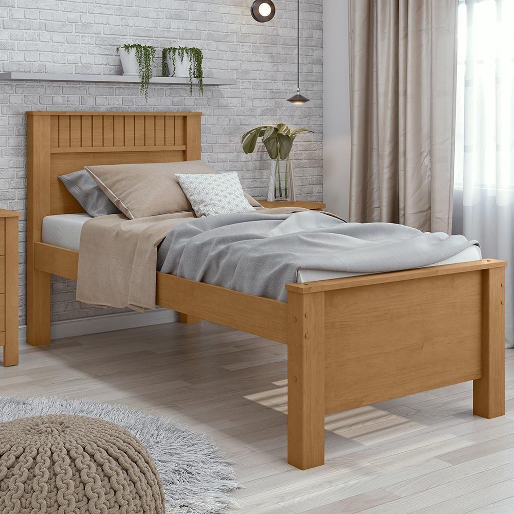 Cama De Solteiro Madeira Em Mdp E Mdf Amêndoa Athenas Lopas - 2