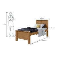 Cama De Solteiro Madeira Em Mdp E Mdf Amêndoa Athenas Lopas - 3