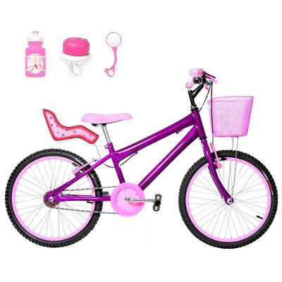 Bicicleta Infantil Feminina Aro 20+Kit Passeio e Cadeirinha