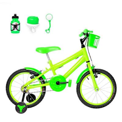 Bicicleta Infantil Aro 16 Alumínio + Kit Passeio Verde Claro