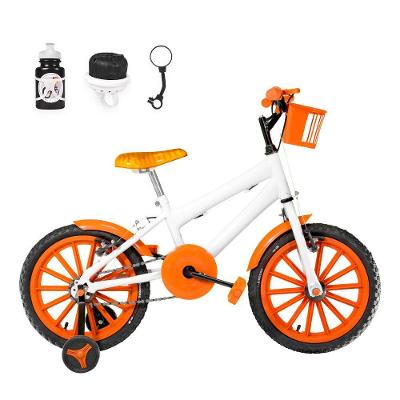 Bicicleta Aro 16 Nylon + Kit Passeio Branca E Laranja