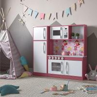 Armário Cozinha Com Refrigerador Infantil Lux Branco Rosa - 2