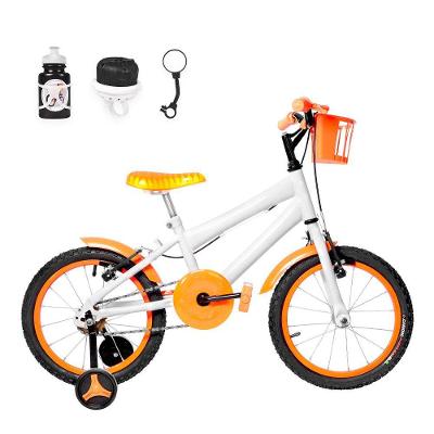 Bicicleta Aro 16 Alumínio + Kit Passeio Branca E Laranja