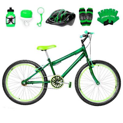 Bicicleta Masculina Aro 24 Aero + Kit Proteção Verde Escuro