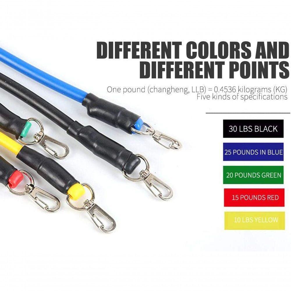 11 Peças Elástico Extensor Exercicio Funcional Até 100 Libras Kit Elástico Pilates Jt-003 - 8