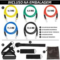 11 Peças Elástico Extensor Exercicio Funcional Até 100 Libras Kit Elástico Pilates Jt-003 - 5