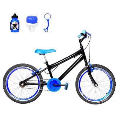 Bicicleta Infantil Aro 20 Aero + Kit Passeio Preta E Azul