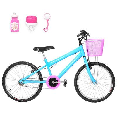 Bicicleta Infantil Feminina Aro 20 +Kit Passeio Azul
