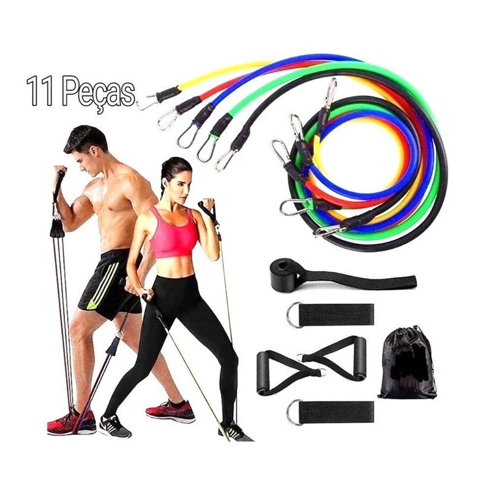 Kit Elásticos Extensores Pilates Elástico Alongamento Musculação Com 11 Peças - 3